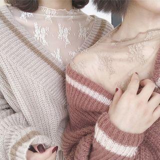 Lace Cut-out Long-sleeve Top