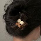 Bow Acrylic Hair Clamp 2432a - Hair Clip - Bow Brown - White - One Size