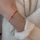 Lock Sterling Silver Red String Bracelet 925 Silver - Red & Gold - One Size
