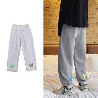 Butterfly Printed High-waist Sweatpants