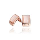 Simple Plated Rose Gold Geometric Opal Stud Earrings Rose Gold - One Size