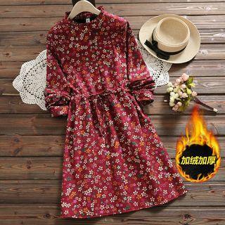 Long-sleeve Floral Print Shirt Dress