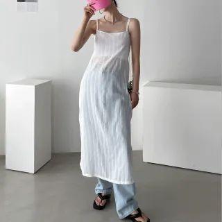 Spaghetti-strap Sheer Long Dress