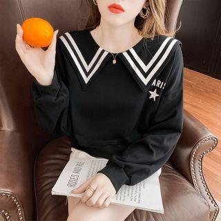 Sailor Collar Cropped Sweatshirt