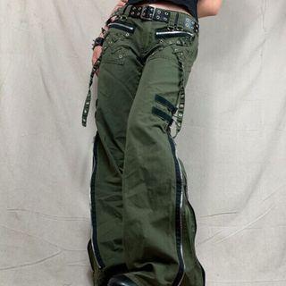 Plain Zip Cargo Straight Leg Pants