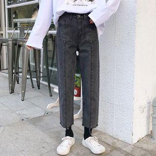 Seam Front Straight Cut Cropped Jeans
