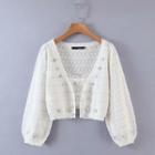 Flower Accent Cropped Cardigan