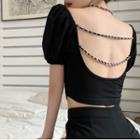 Short-sleeve Open-back Slim Fit Crop Top