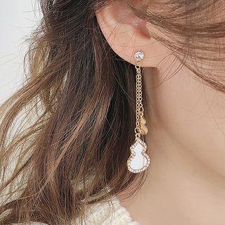 Rhinestone Gourd Dangle Earring 1 Pair - Al1826 - 925 Silver Needle - Gold - One Size