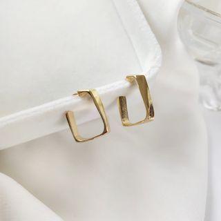 Alloy Open Square Earring 1 Pair- S925 Silver Needle - Stud Earrings - Gold - One Size