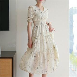 Floral Print Smocked-waist Dress