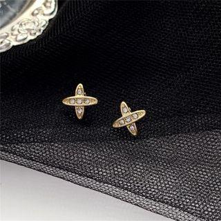 Rhinestone Cross Stud Earring 1 Pair - Earrings - Gold - One Size