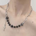 Agate Cross Dice Necklace Silver - Cross Dice