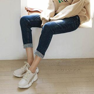 Brushed-fleece Lined Wide-leg Jeans
