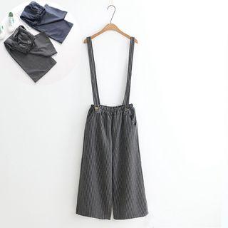 Pinstripe Suspender Wide Leg Pants