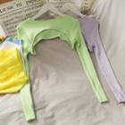 Cropped Long-sleeve Knit Cape Top In 10 Colors
