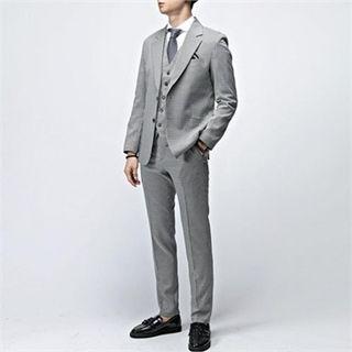 Set: Houndstooth Single-breasted Blazer + Dress Pants