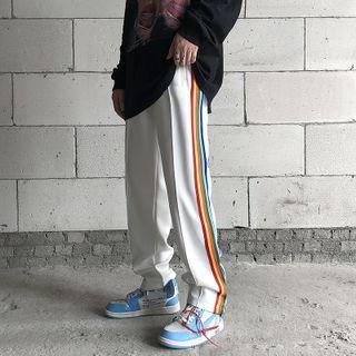 Striped Trim Wide Leg Sweatpants