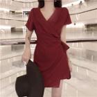 Side Tie V-neck Short-sleeve A-line Dress