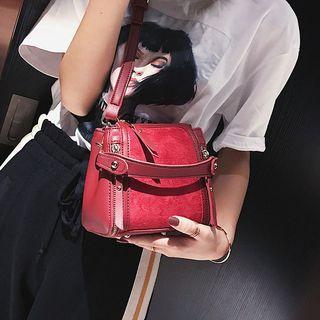 Faux Suede Zip Crossbody Bag