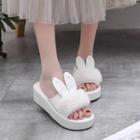 Rabbit Ear Accent Furry Slippers