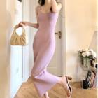 Wide Strap Midi Bodycon Dress Purple - One Size