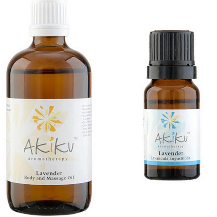 Akiku Aroma - Lavender Value Set : Lavender Blend Body & Massage Oil + France Lavender Pure Essential Oil 2 Pcs