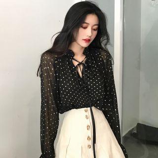 Polka Dot Blouse White Dots - Black - One Size