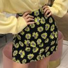 Flower Pattern A-line Miniskirt
