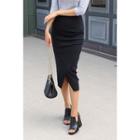 Band-waist Shirred Midi Skirt