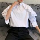 Ruffle Elbow-sleeve Shirt