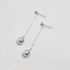 S925 Sterling Silver Faux Leather Drop Earring 1 Pair - Silver - One Size