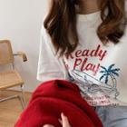 Short-sleeve Palm Tree Print T-shirt White - One Size