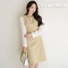Plus Size Contrast-sleeve A-line Dress