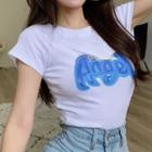 Short-sleeve Lettering Print Slim-fit T-shirt