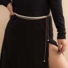 Layered Faux Pearl Chain Belt 0704 - Gold - One Size