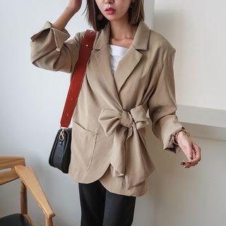 Tie-waist Pocket-detail Jacket