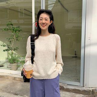Raglan-sleeve Boucl  Sweater