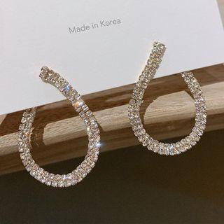 Rhinestone Drop Earring 1 Pair - Silver Stud - Gold - One Size