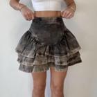 Ruffle Denim Mini A-line Skirt