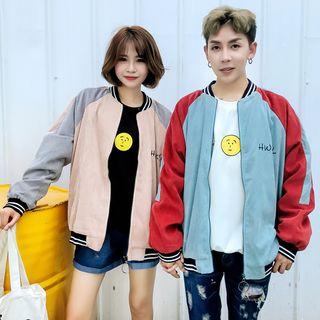 Couple Matching Two-tone Zip-up Baseball Jacket