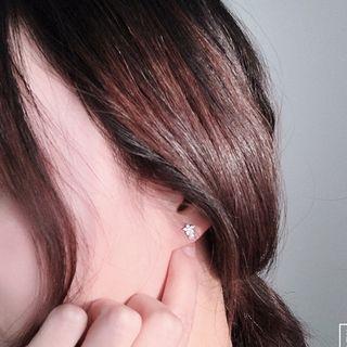 925 Sterling Silver Flower Ear Stud 1 Pair - Silver - One Size