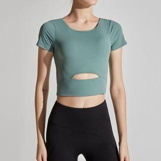 Short-sleeve Cut-out Crop Sports Top
