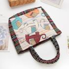 Elephant Embroidered Tote Bag White & Red & Blue - 23cm X 28cm