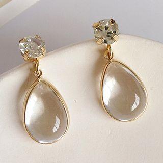 Rhinestone Resin Drop Earring S925 - 1 Pair - As Shown In Figure - One Size