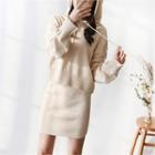 Set: Hooded Knit Top + Knit Skirt