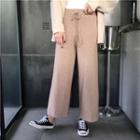 Plain Knit Cropped Wide-leg Pants