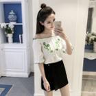 Floral Embroidered Off-shoulder Blouse