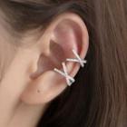 Cross Rhinestone Alloy Cuff Earring 1 Piece - Silver - One Size