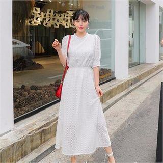 Puff-sleeve Lace Maxi Skirt